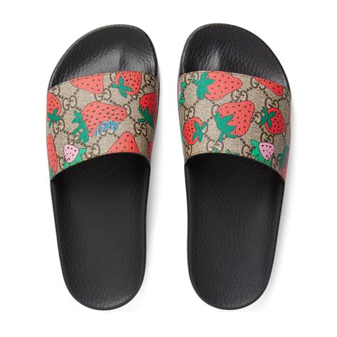 gucci slides strawberries|Gucci slides women strawberry.